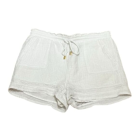 La Blanca Seaside Beach Shorts High Waist White Shorts with Lace Trim, Size S? - Picture 4 of 10